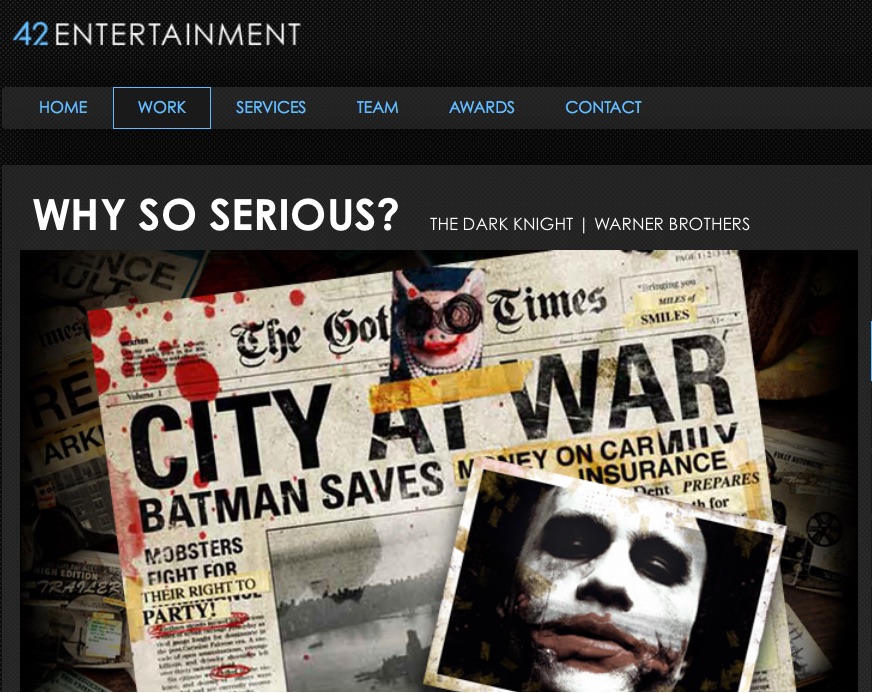 42 Entertainment - Why so serious - The Dark Knight - Warner Brothers