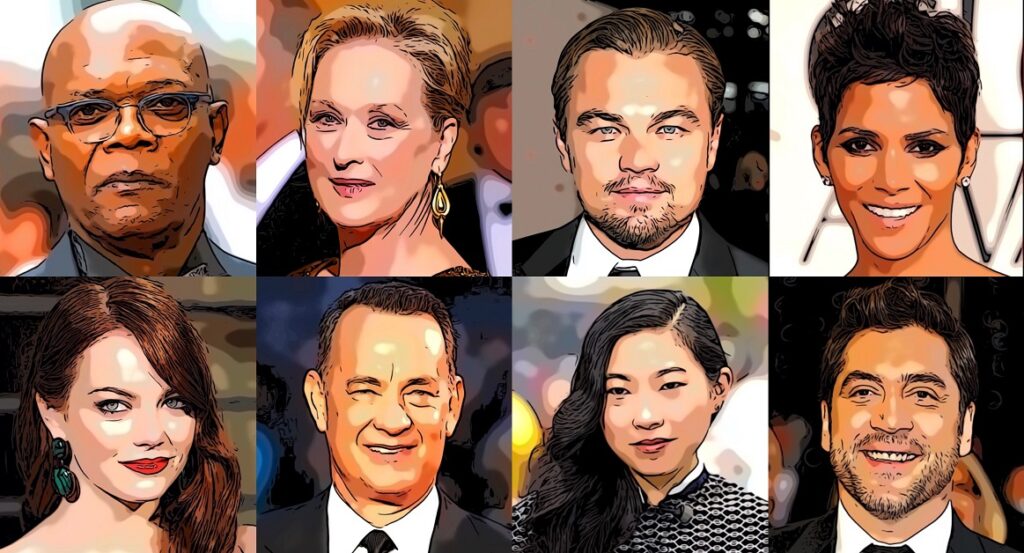 Leonardo DiCaprio, Meryl Streep, Samuel L. Jackson, Halle Berry, Tom Hanks, Emma Stone