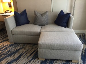 Sofa With Ottoman          26-1/2’W x 22”D x 24”H    